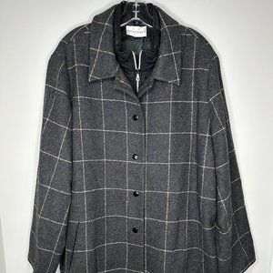 Donna Enrica Size 28 Gray Grey Wood Blend Jacket Coat